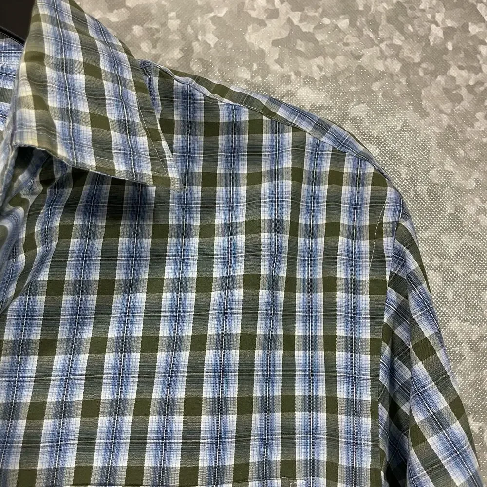 J Crew Blue Plaid 80's 2-Ply Long Sleeve Button Up Shirt - Size Medium 15-15 1/2